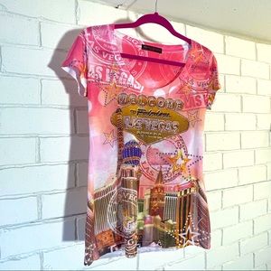 Banana Expression New York pink and gold Las Vegas shirt size XL
